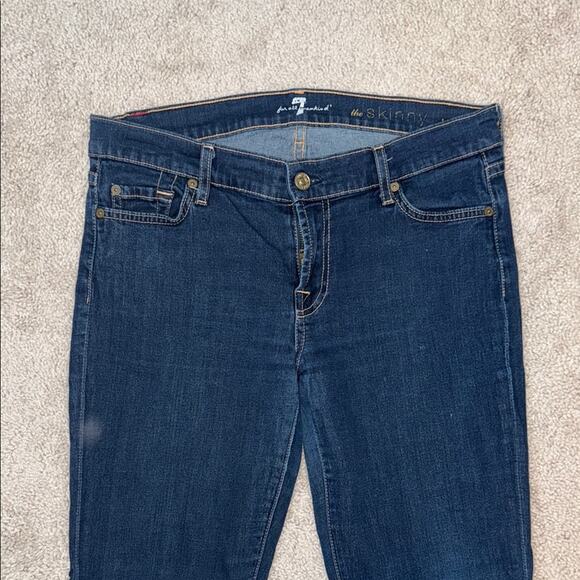 7 for all Mankind Dark Blue Skinny Stretch Denim Women's Jeans 30 - Picture 2 of 7